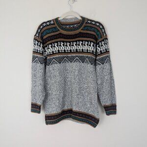 Kactus Artesanias Peruvian Alpaca Fair Isle Llama Sweater Size M Peru Adult